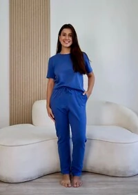 Pijama Meia Estação de Algodão Azul Nimbus