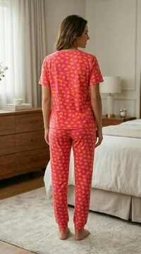 Pijama Meia Estação Coração Laranja