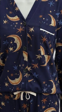 Pijama Americano Manga Longa Noite Celeste