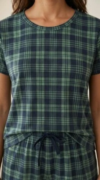 Pijama Curto T-Shirt Xadrez Forest