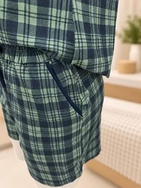 Pijama Curto T-Shirt Xadrez Forest