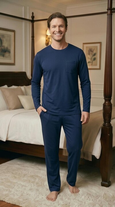 FotoPijama Manga Longa Azul Marinho