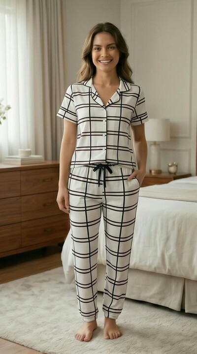 Foto Pijama Americano Meia Estação Xadrez Oxford