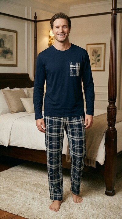 FotoPijama Manga Longa Masculino Xadrez Urbano