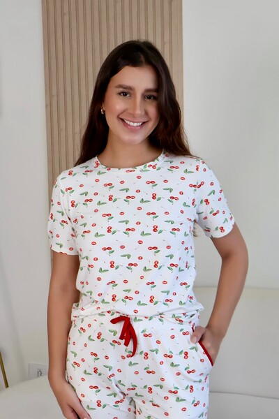 Foto Pijama Meia estação Cereja Branco