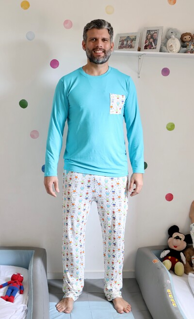 FotoPijama Manga Longa Masculino Mini Bots