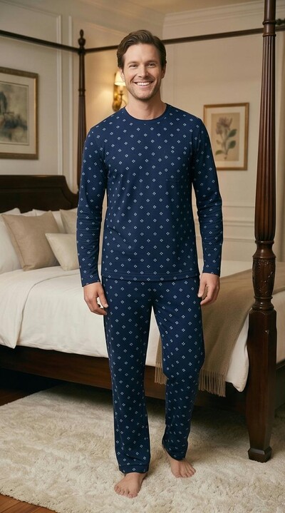 FotoPijama Manga Longa Blue Dots
