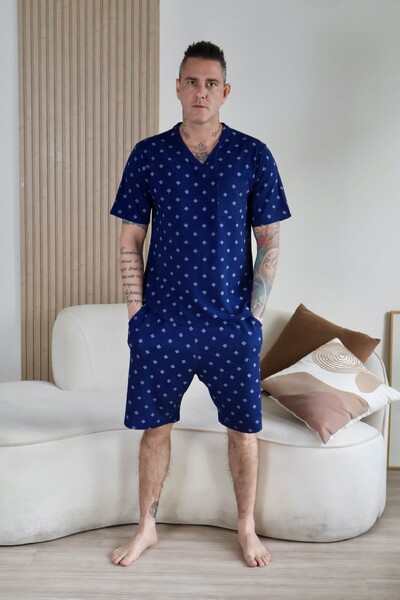 FotoPijama Verão Masculino Blue Dots