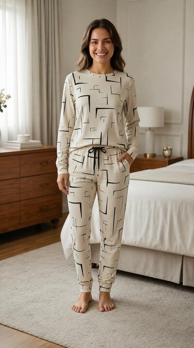 FotoPijama Manga Longa Jogging Labirinto Off