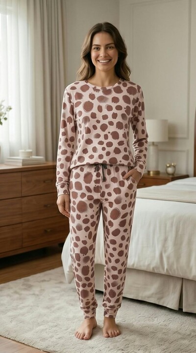 FotoPijama Manga Longa Poa Organic Marrom