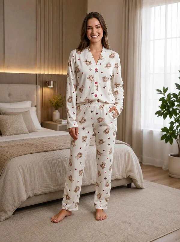Pijama Moletinho Peluciado Botões Teddy Petit