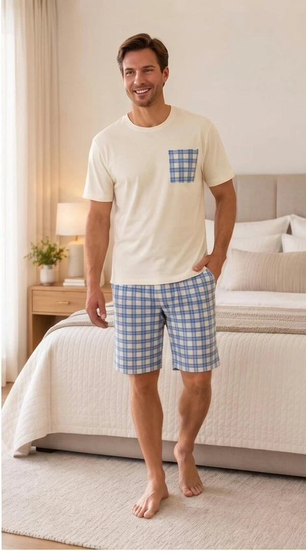 Pijama Verão Masculino Xadrez Santorini