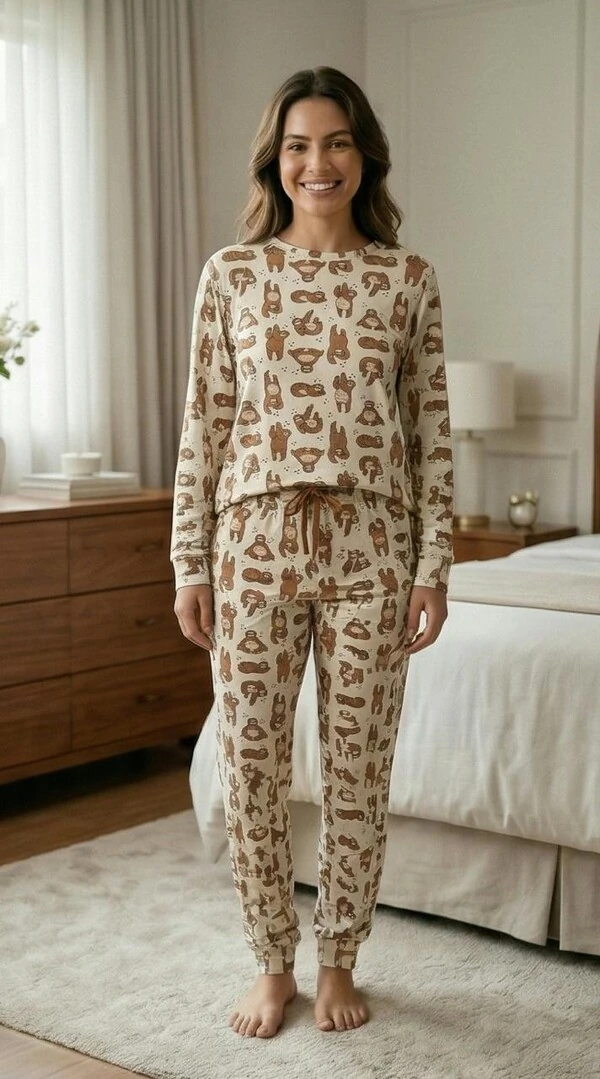 Pijama Manga Longa Fechado Preguiça