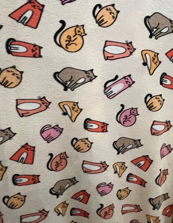 Pijama manga longa decote V Cartoon Cats