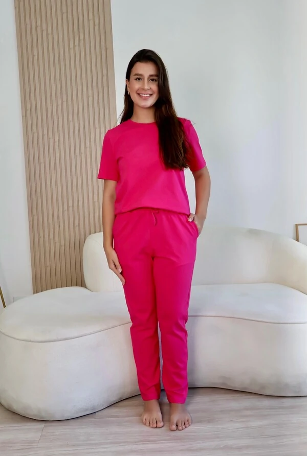Pijama Meia Estação de Algodão Pink