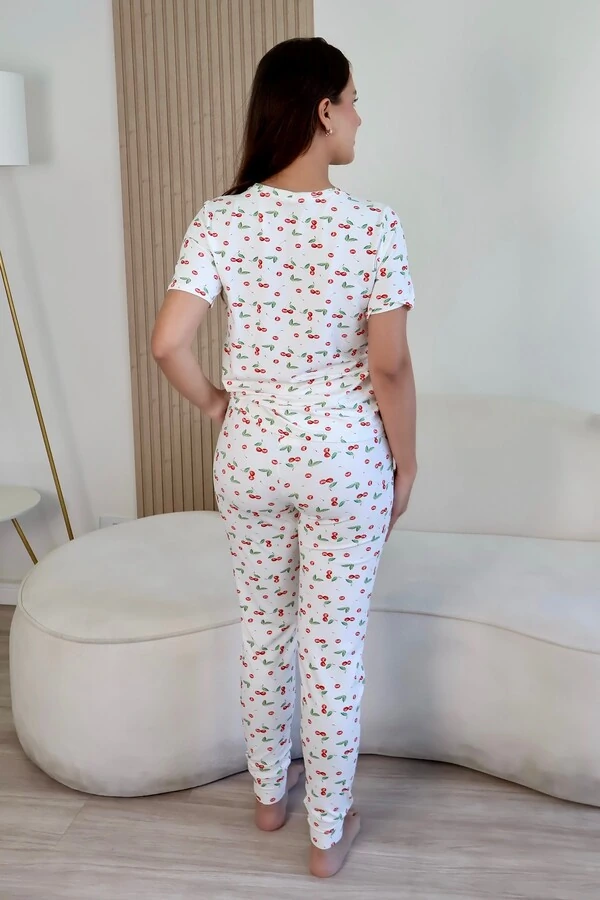 Pijama Meia estação Cereja Branco