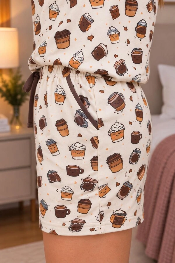 Pijama Curto T-Shirt Sweet Coffee