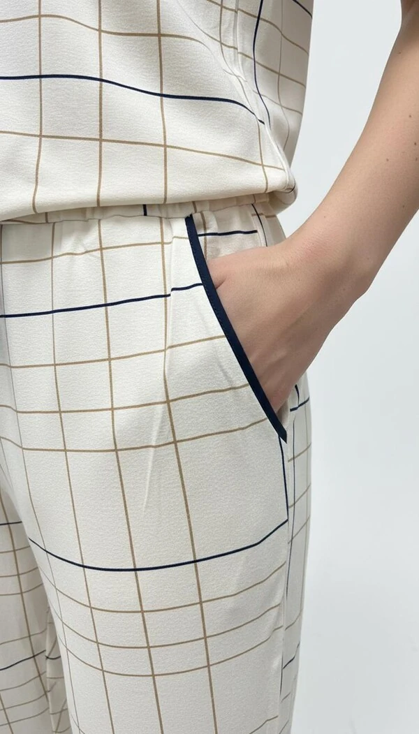 Pijama Meia Estação Xadrez Off Listra Azul