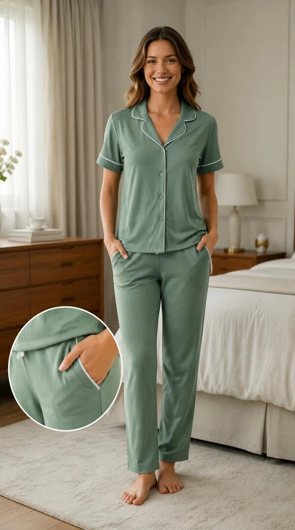 Pijama Americano Meia Estação Verde Pistache