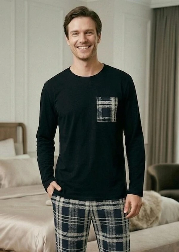 Pijama Manga Longa Masculino Xadrez Urbano