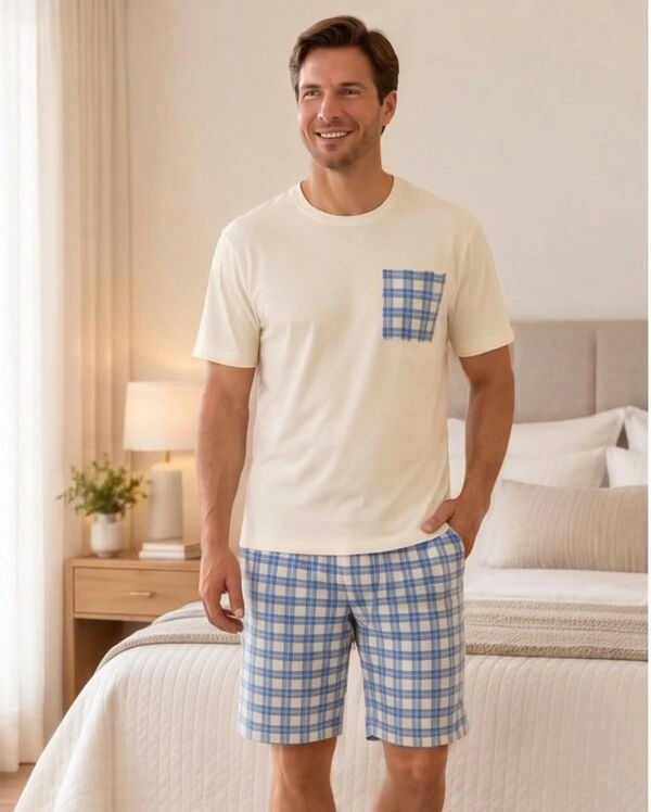 Pijama Verão Masculino Xadrez Santorini