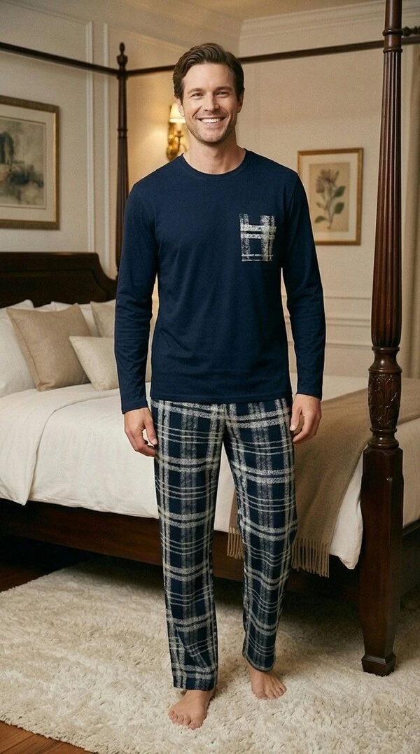 Pijama Manga Longa Masculino Xadrez Urbano