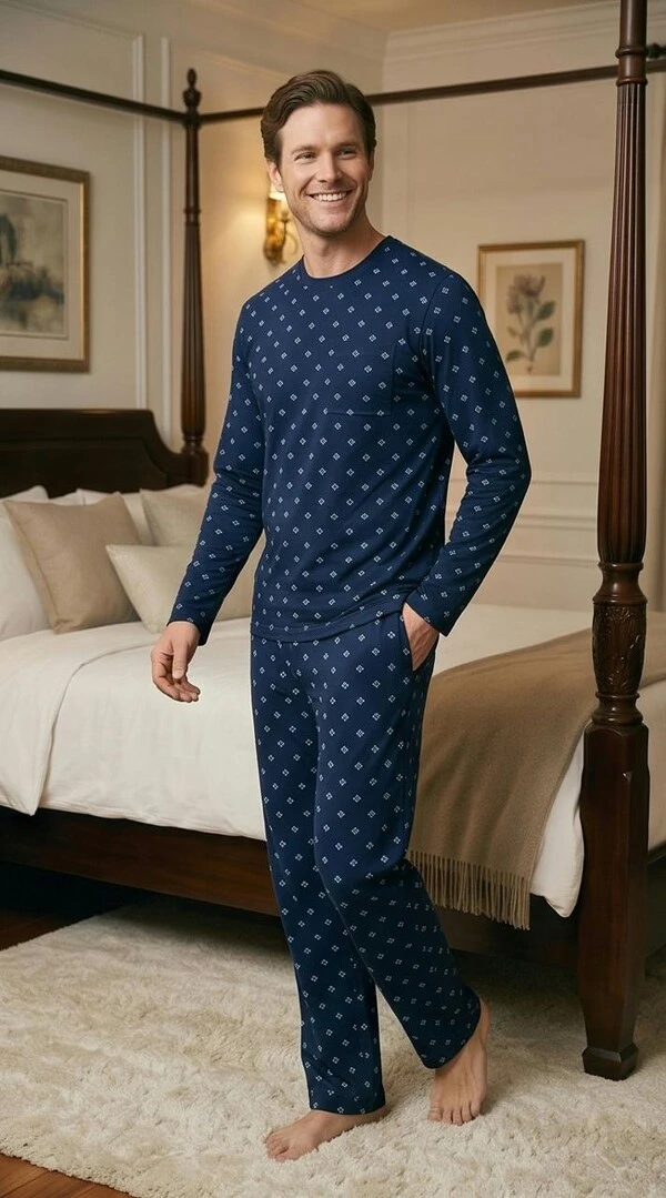 Pijama Manga Longa Blue Dots