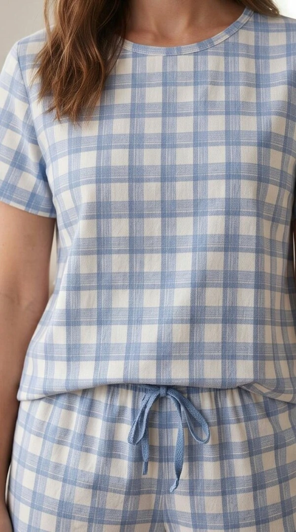 Pijama Curto T-Shirt Xadrez Santorini