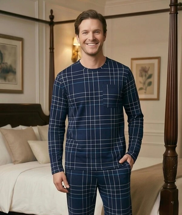Pijama Manga Longa Xadre Azul Listra Off