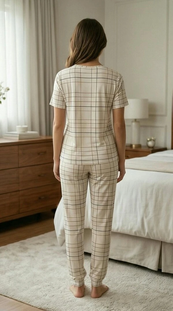 Pijama Meia Estação Xadrez Off Listra Azul