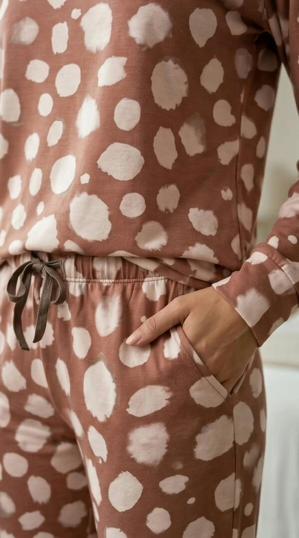 Pijama Manga longa Poá Organic Rosa