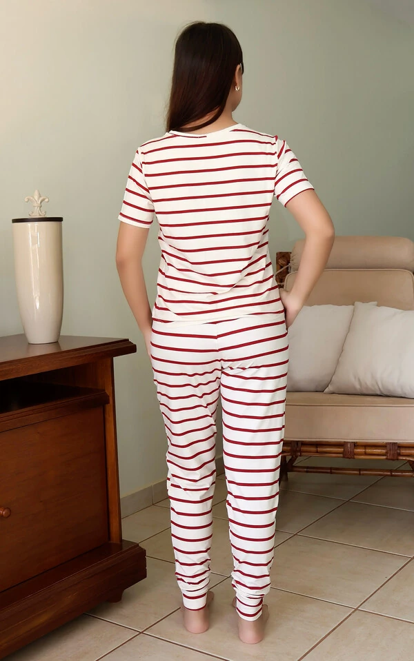 Pijama Meia Estação Listra Vermelha