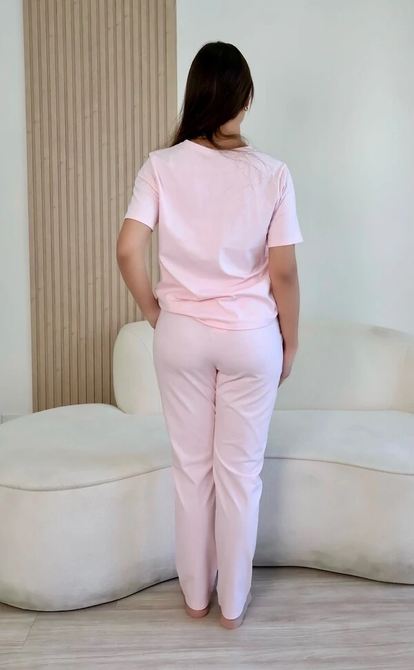 Pijama Meia Estação de Algodão Rosa Algodão Doce