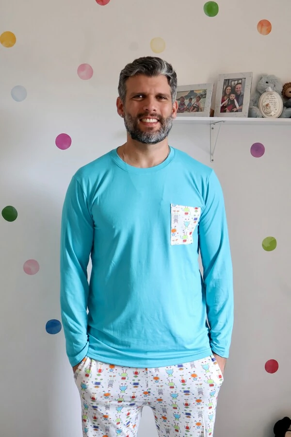 Pijama Manga Longa Masculino Mini Bots
