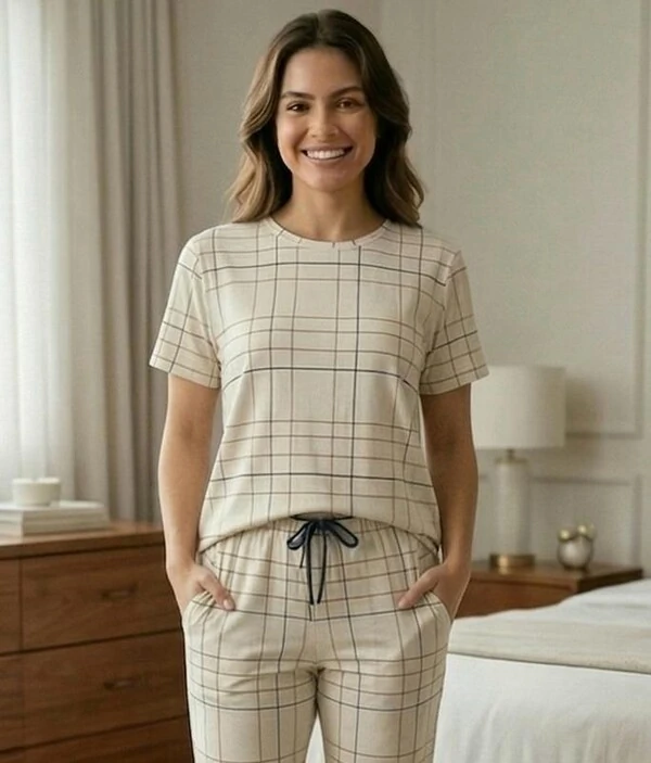 Pijama Meia Estação Xadrez Off Listra Azul