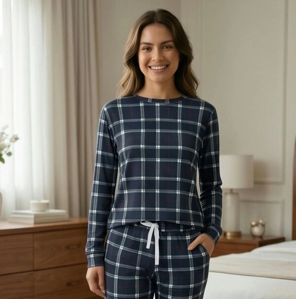 Pijama Manga Longa Xadrez Classic Blue