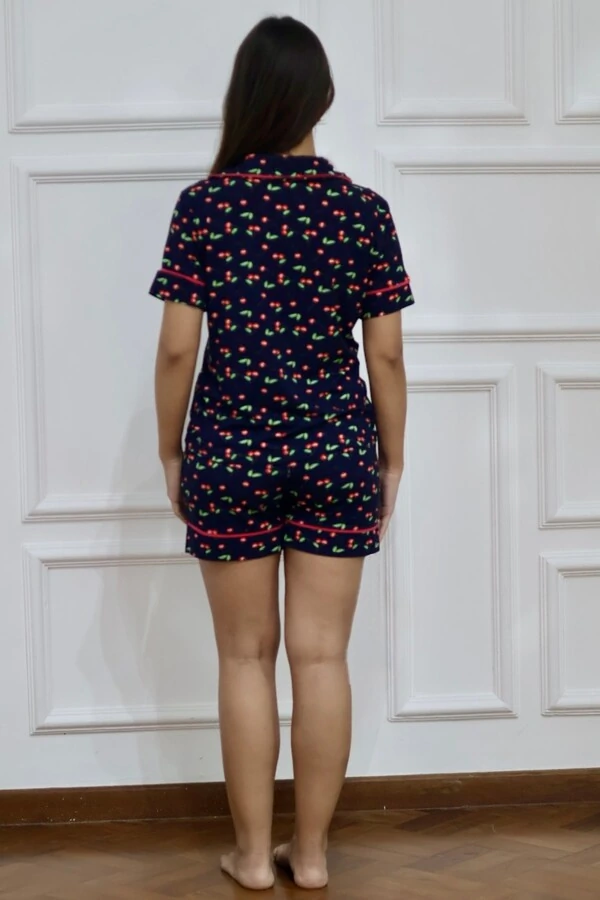 Pijama Amerciano Curto Cereja Azul