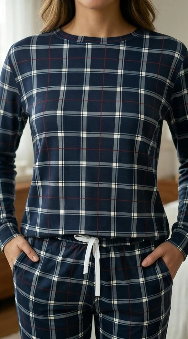 Pijama Manga Longa Xadrez Classic Blue