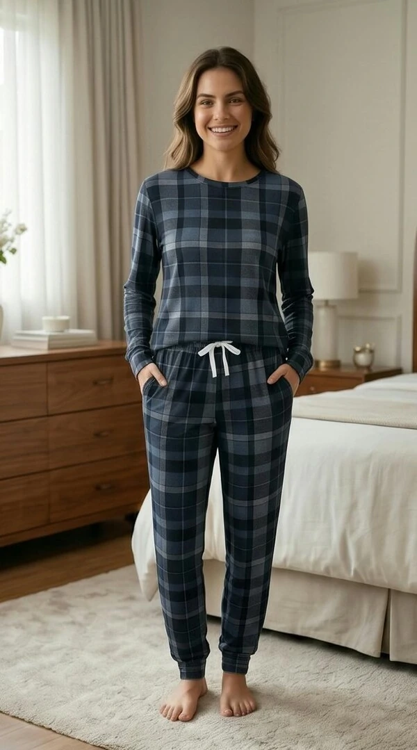 Pijama Manga Longa Xadrez Urban Chic