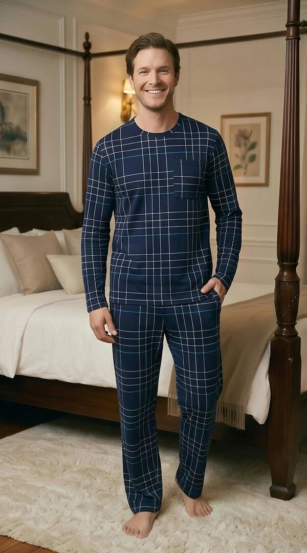 Pijama Manga Longa Xadre Azul Listra Off